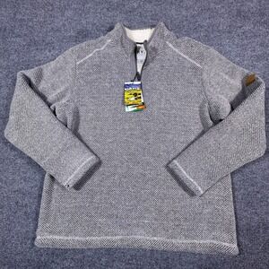 Orvis Brighton Quarter Zip Pullover Sweater Mens XL Gray Sherpa Lined Mock Neck